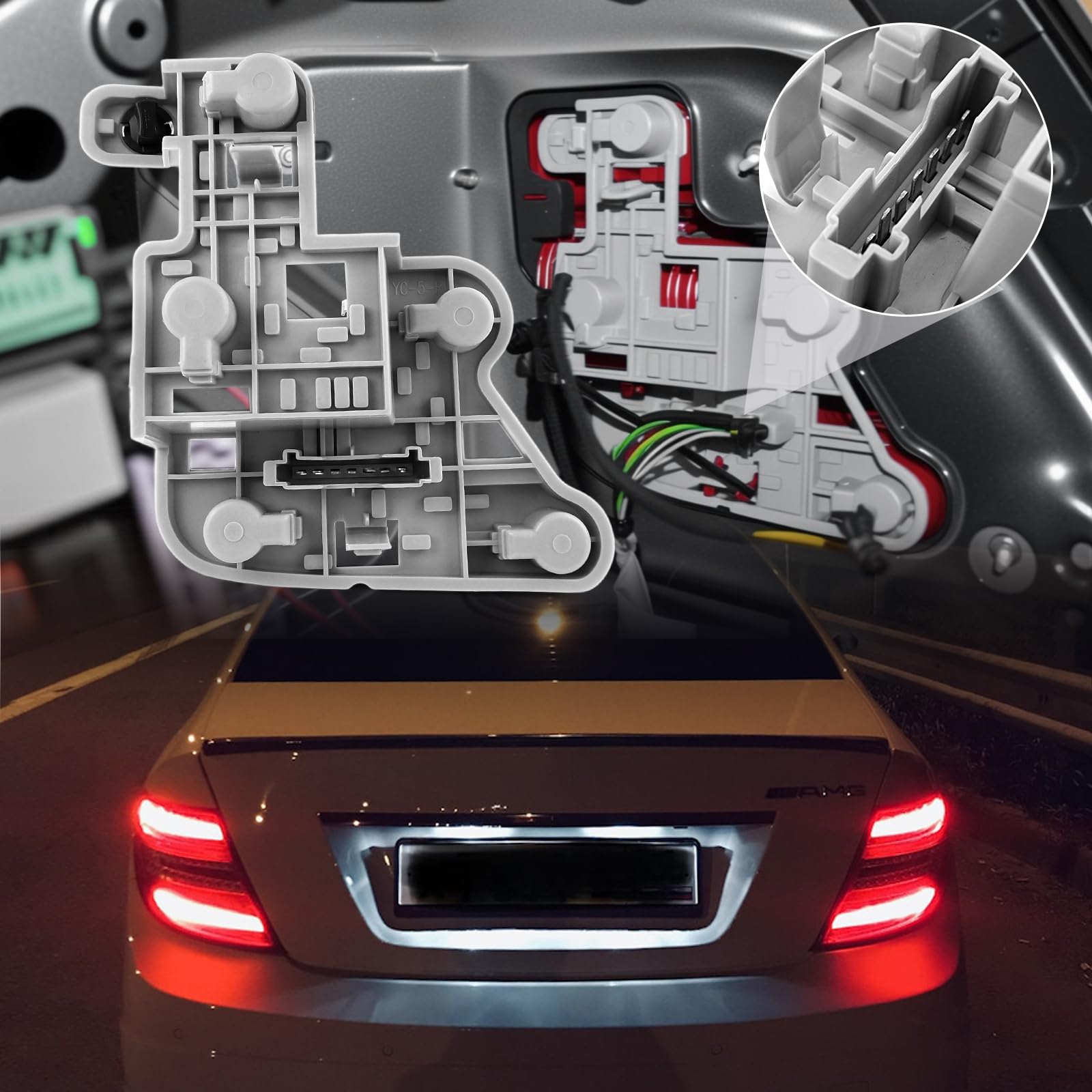 Support Ampoule Feu Arrière Compatible avec Mercedes-Benz W204 Gauche | Riloer circuit imprimé de feu arrière Compatible avec Mercedes-Benz Classe C Berline W204 2007 2008 2009 2010
