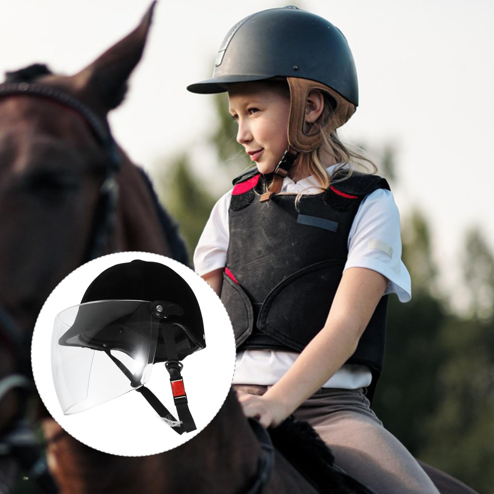 Casco da Equitazione per Ragazzi Nero in Abs per Bambine