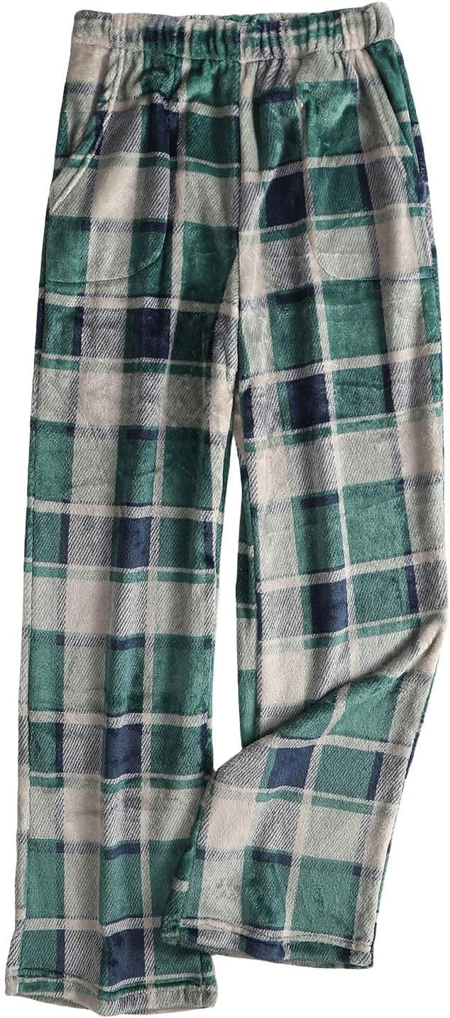 Women's Fleece Pyjama Bottoms Cozy Soft Flannel Pajamas Pants Warm Winter Sleepwear Lounge Trousers Elastic Waist Long Sleep Pants Thicken Plush Comfy Homewear Pajamas Fluffy Loungewear Pj Bottoms