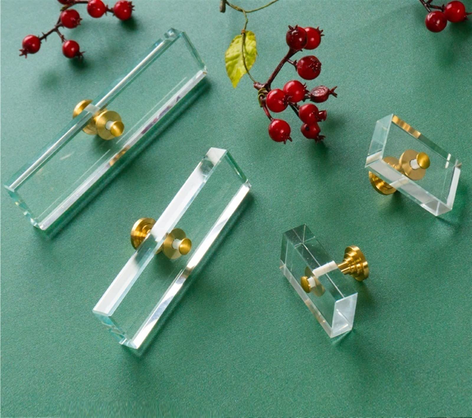 Boutons en verre transparent rectangulaire pour tiroir et commode