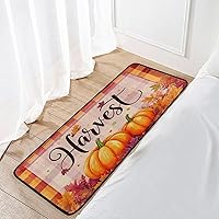 Vista 7 de Alfombra de cocina con calabazas de otoño y otoño, antifatiga, a cuadros, calabaza, hojas de arce, tapetes de cocina antideslizantes y lavables