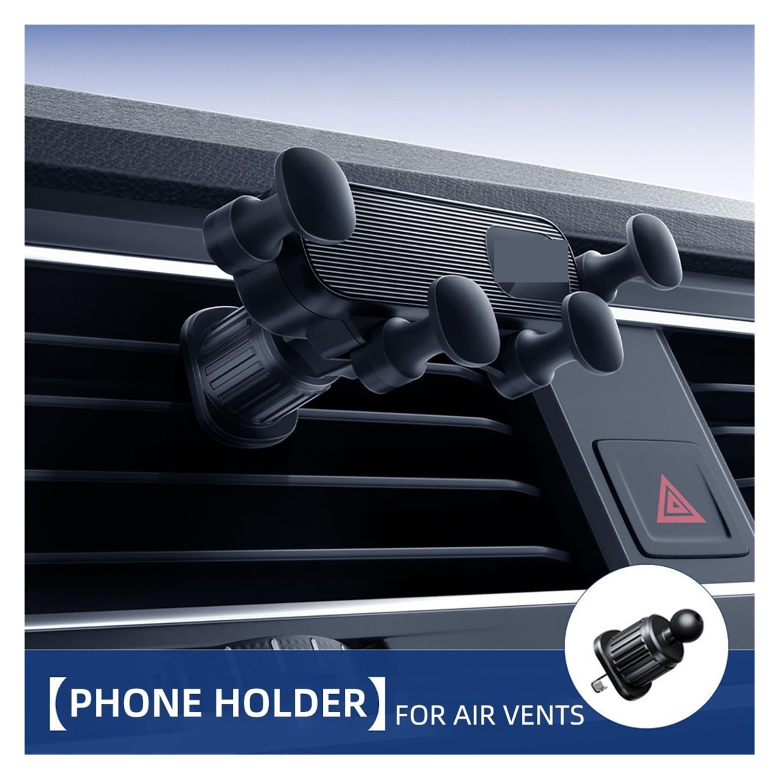 Porta Cellulare Auto Supporto for telefono da auto Gravity for telefoni cellulari da 4,7-7 pollici, supporto universale antiurto for bocchetta dell'aria, clip GPS for smartphone(Black--long handle)