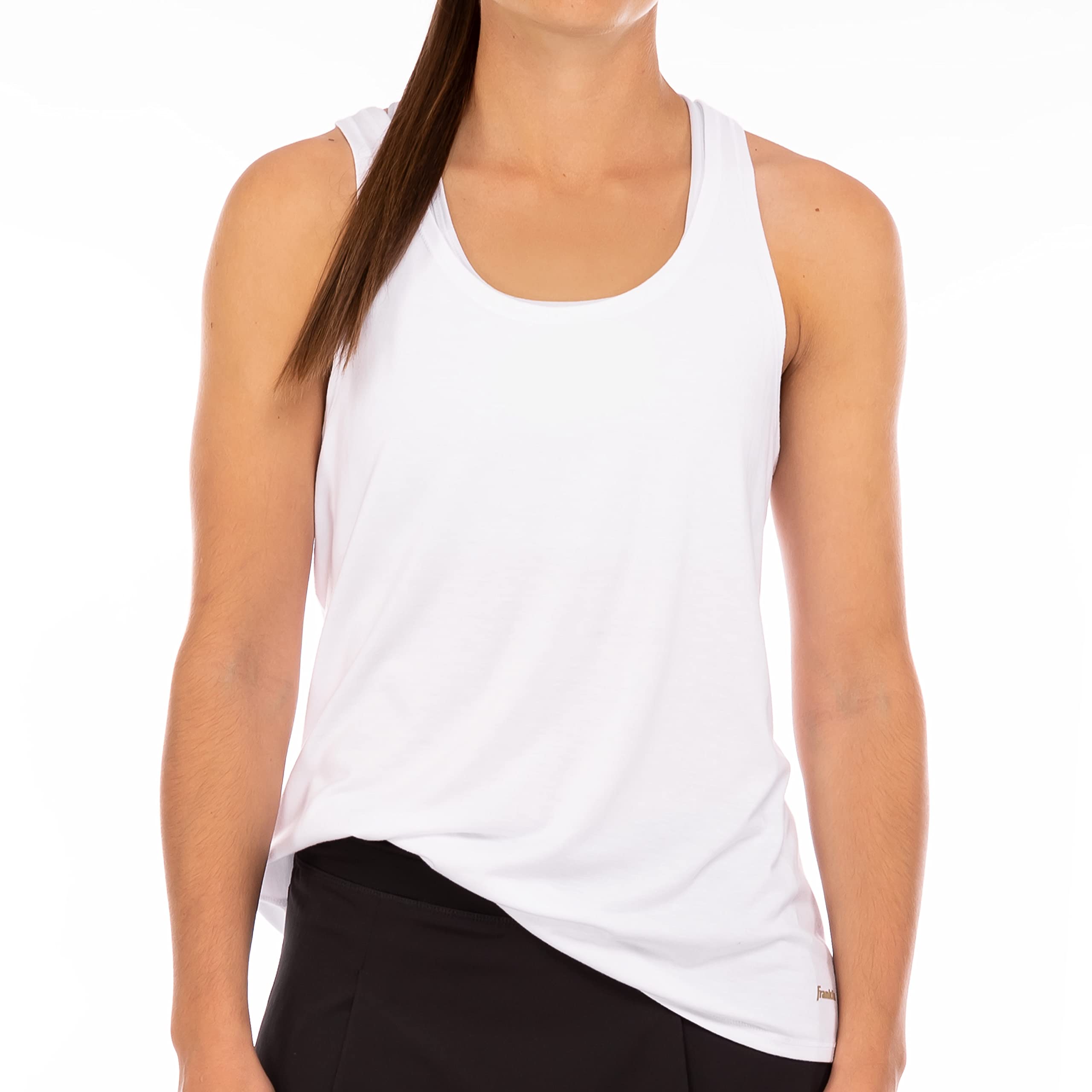 Franklin Sports Camiseta de Tirantes para Mujer, diseño Relajado, Color Blanco Camisa de Tenis, L