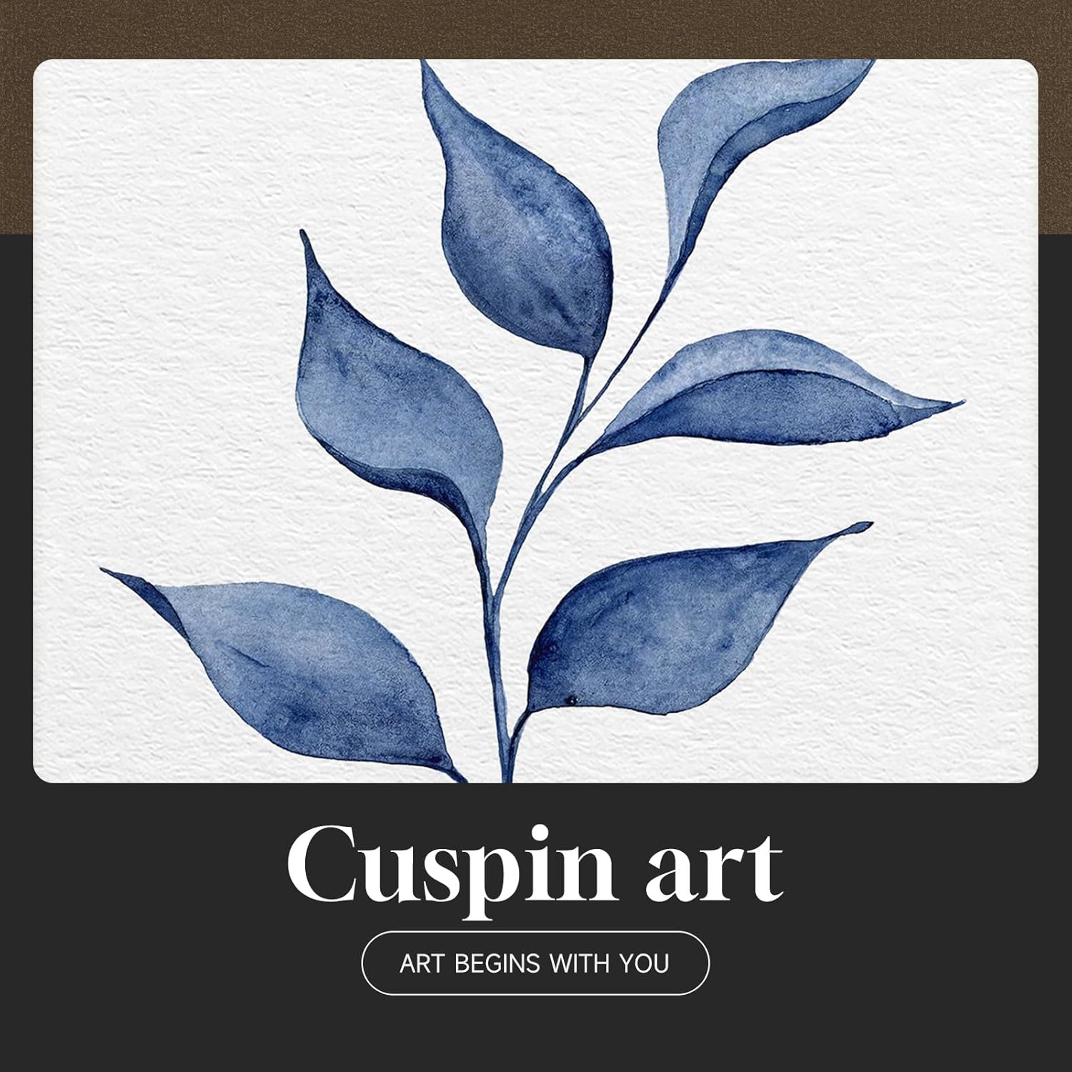 Framed Minimalist Botanical Wall Art, Set of 6 Blue Floral Leaf Painting Prints Artwork for Walls, Navy Blue Flowers Watercolor Plant Pictures for Bedroom Dining Room Hallway Office Home Decor, 11x14