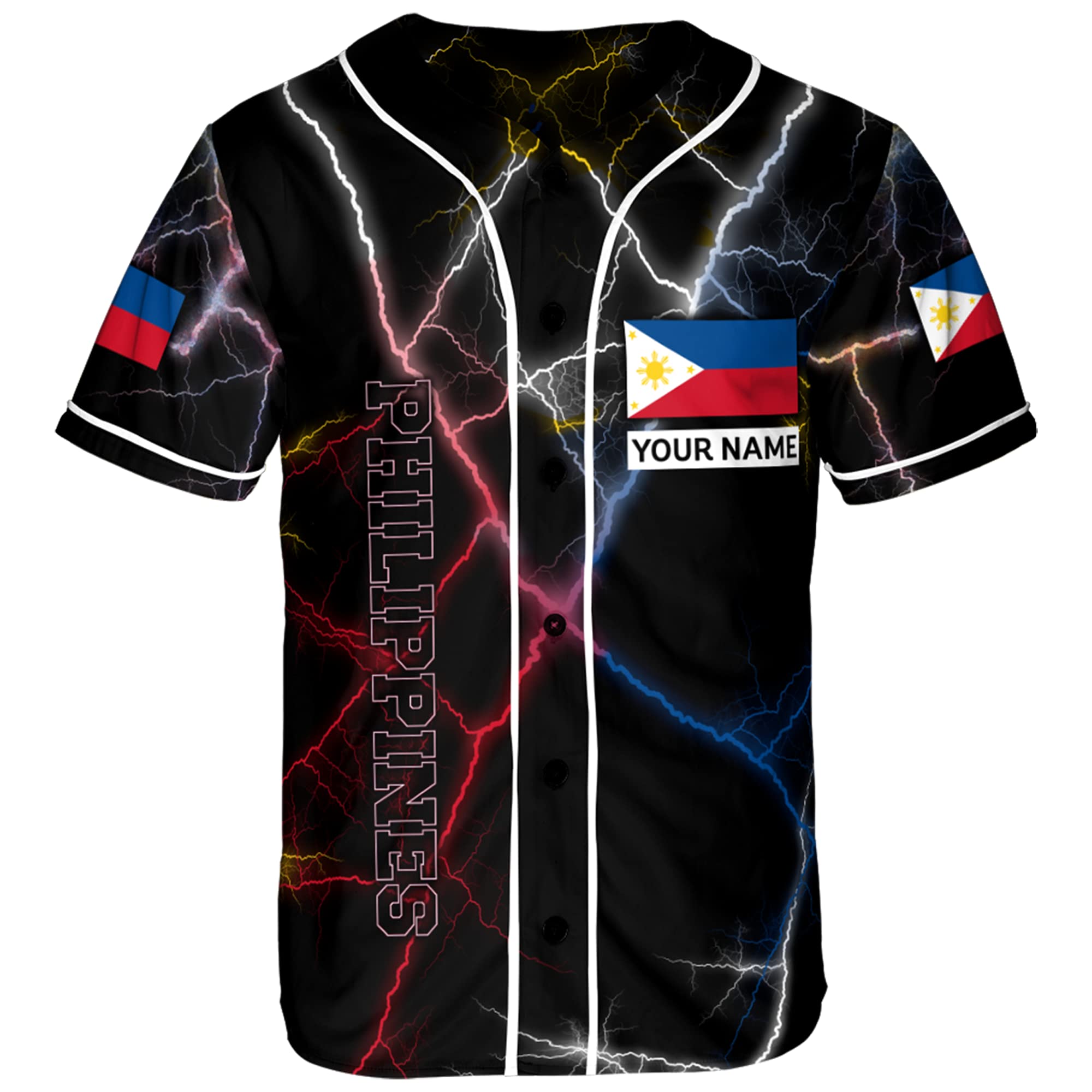 Personalized Philippines Baseball Jersey XS-5XL, Filipino Flag Baseball Jersey, Philippines Shirts, Philippines Flag Shirt, Style 4, Small-5X-Large