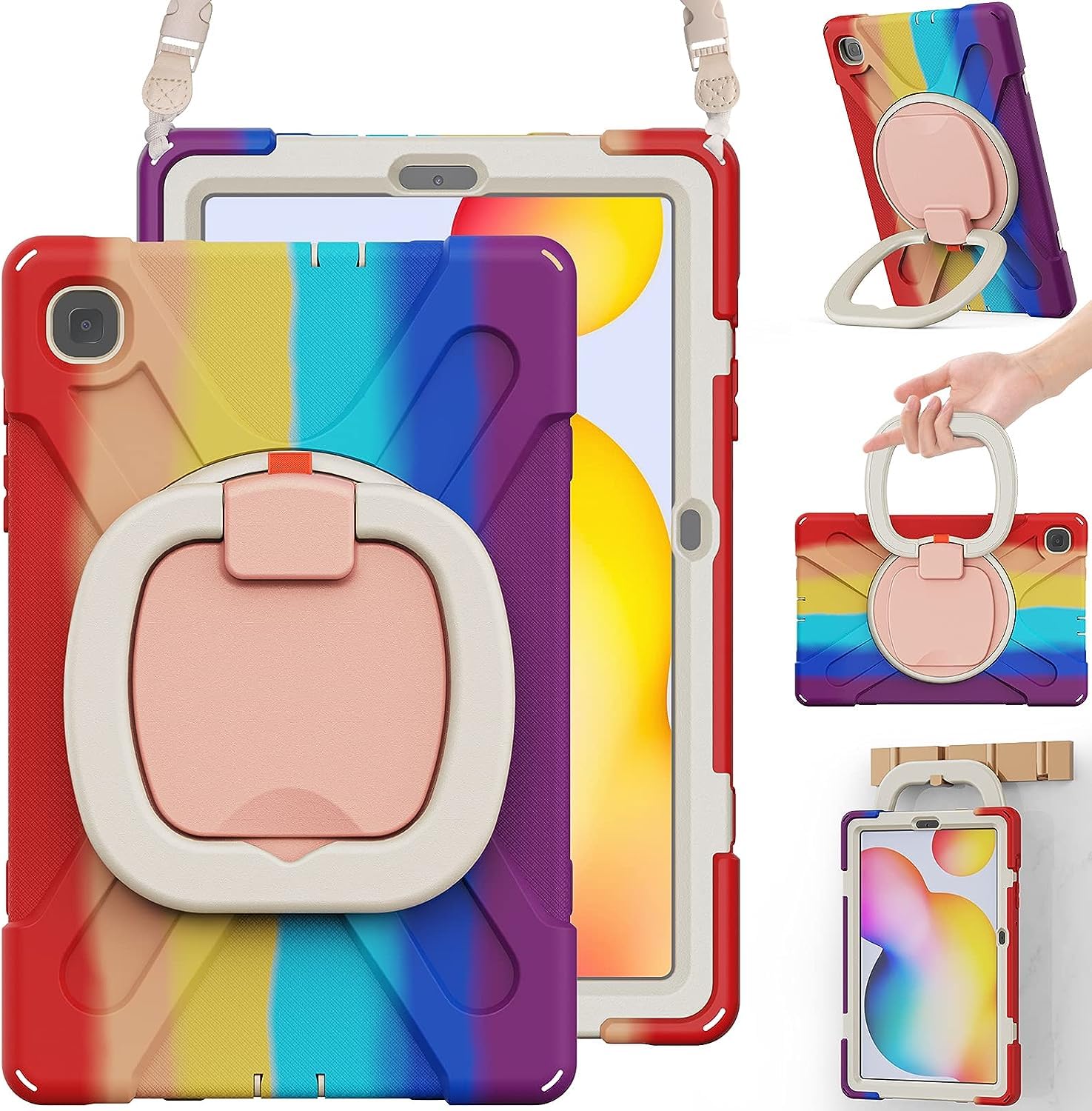 PboyiqiS Case for Galaxy Tab S6 Lite 10.4" 2024/2020/2022 (SM-P620/P625/P610/P615), Heavy Duty Protective Case with S Pen Holder&360 Degree Swivel