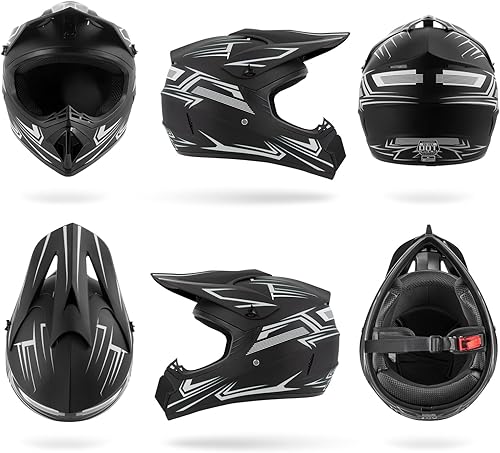 Miniatura 8 de Juego de 4 cascos de motocross para niños y jóvenes, juego de 4 piezas de cascos de motocicleta de cara completa para niños aprobados por DOT, ATV,