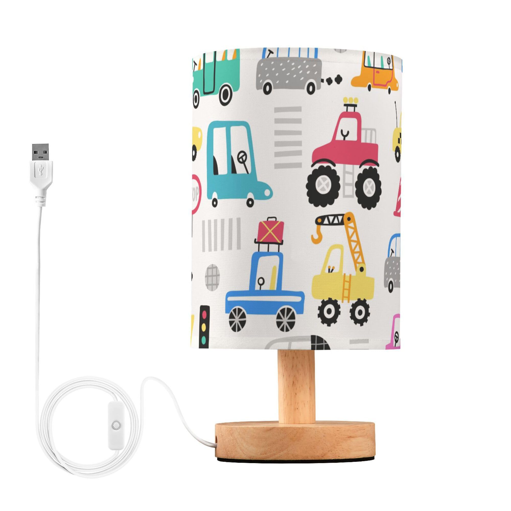 Cute Car LED Table Lamp with USB Port Night Light Bedroom Lamps for Nightstand Living Room Decorations Home Office Desk