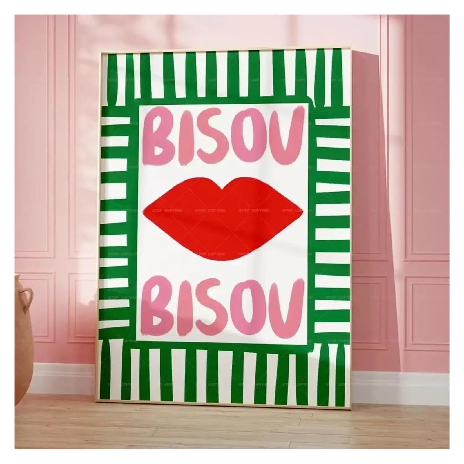 Byambd A Esthetic Pictures Maximalist Eclectic Posters Prints Pink French Quotes Bisou Bonjour Bonne Nuit Canvas Painting Wall Rt Living Room Home Decor(,30X40cm)