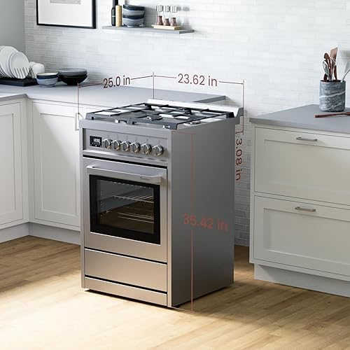 Miniatura 3 de Rangaire RRG241TS Cocina de Gas de 24" con Temporizador - Acero Inoxidable, Quemadores Sellados, Ventilador de Convección, Estantes de Fácil Alcance