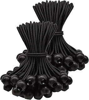 WMZOBH Bungee Cord with Balls 100 Piece, Tarpaulin Bungee Cords 6 Inch, Elastic Bungee Straps Short, Bungee Balls Small, Heavy Duty, Tie-Down, Adjustable Flag Bungees (Black)