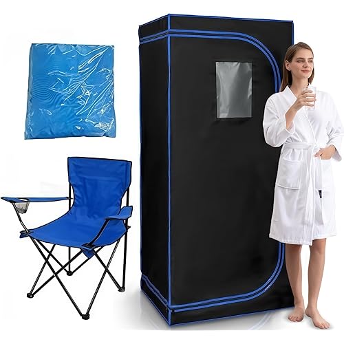 1 Person Portable Full Spectrum Infrared Sauna, Full Size Tent with Remote Control,1300W Fast Heating, Foldable Chair & LED Therapy Light, Home Spa for Relaxation ( L 31.5” x W 31.5” x H 70.9”)