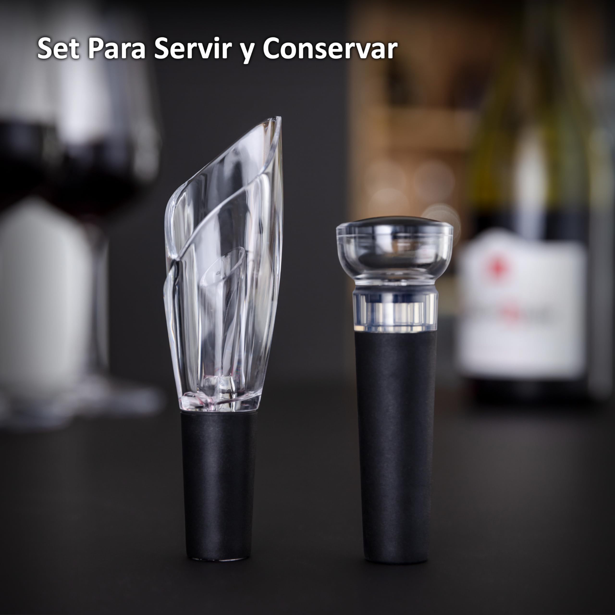 Haier HAWGKIT02 Set de Accesorios para Vino, Incluye Aireador y Recogegotas en forma de Tulipán, Tapón de Vacío.
