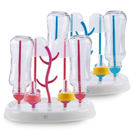 DaKos Baby Bottle Drying Rack, Bottle Organizer Rack, Baby Bottle Sterilizer, Baby Bottle Cleaner, Baby Bottle Drying Stand, Easy Carriable Drying Rack (Combo of- Red & Blue)