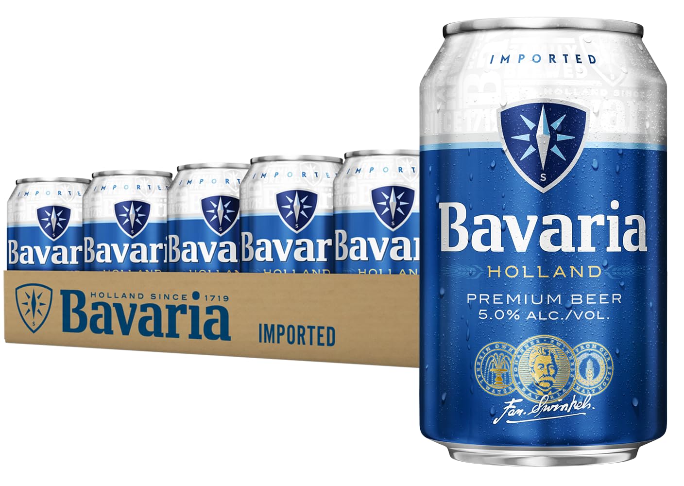 Bavaria Premium Lager 5% ABV (24 x 330ml Cans) – Classic Pilsner Beer, Crisp & Refreshing Full‑Strength Lager, Easy‑Drinking Beer