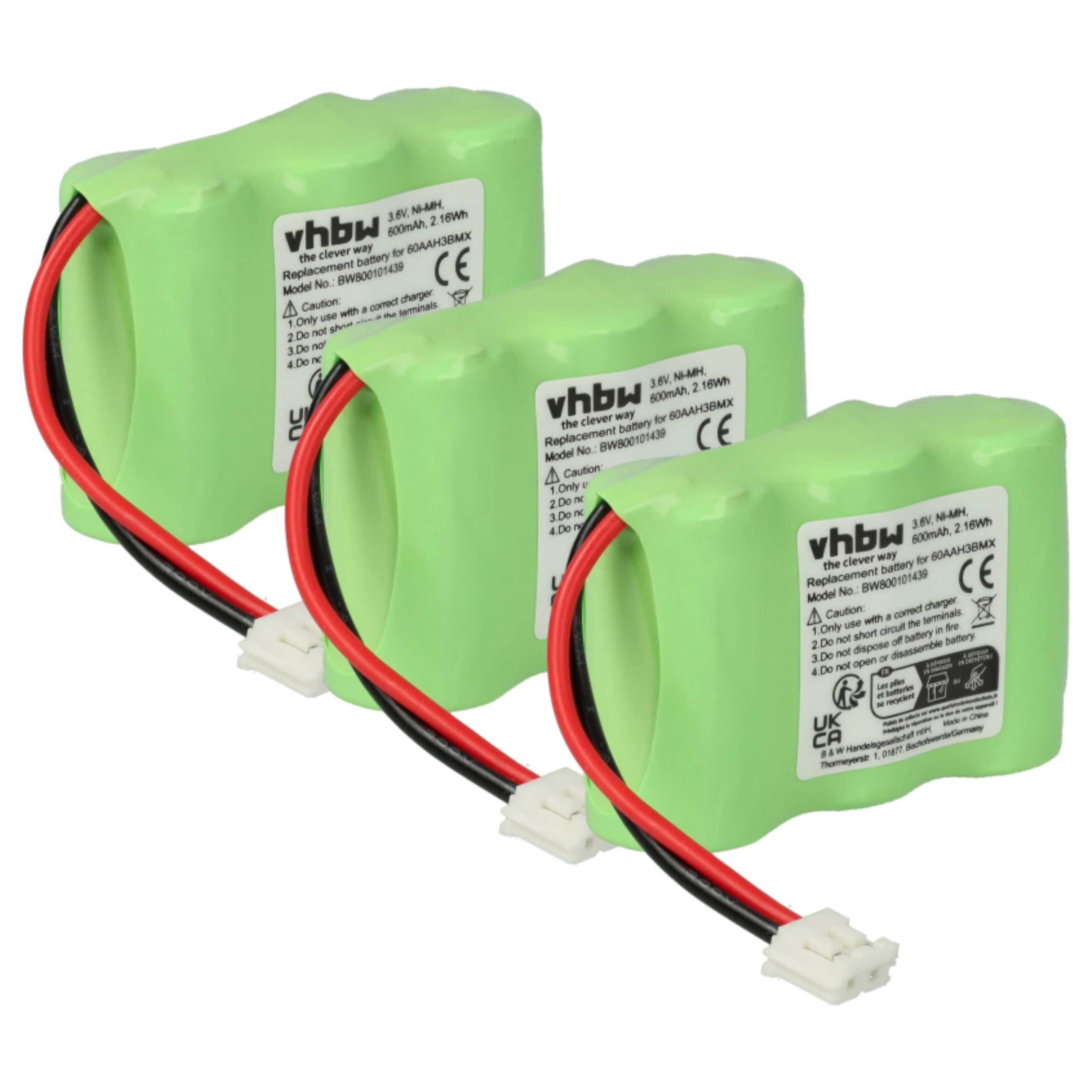 Batterie De Rechange Pour Téléphone Fixe Alcatel 2070/2570 - 600mAh, 3.6V, NiMH - Compatible Avec 60AAH3BMX, HSC22, Etc.
