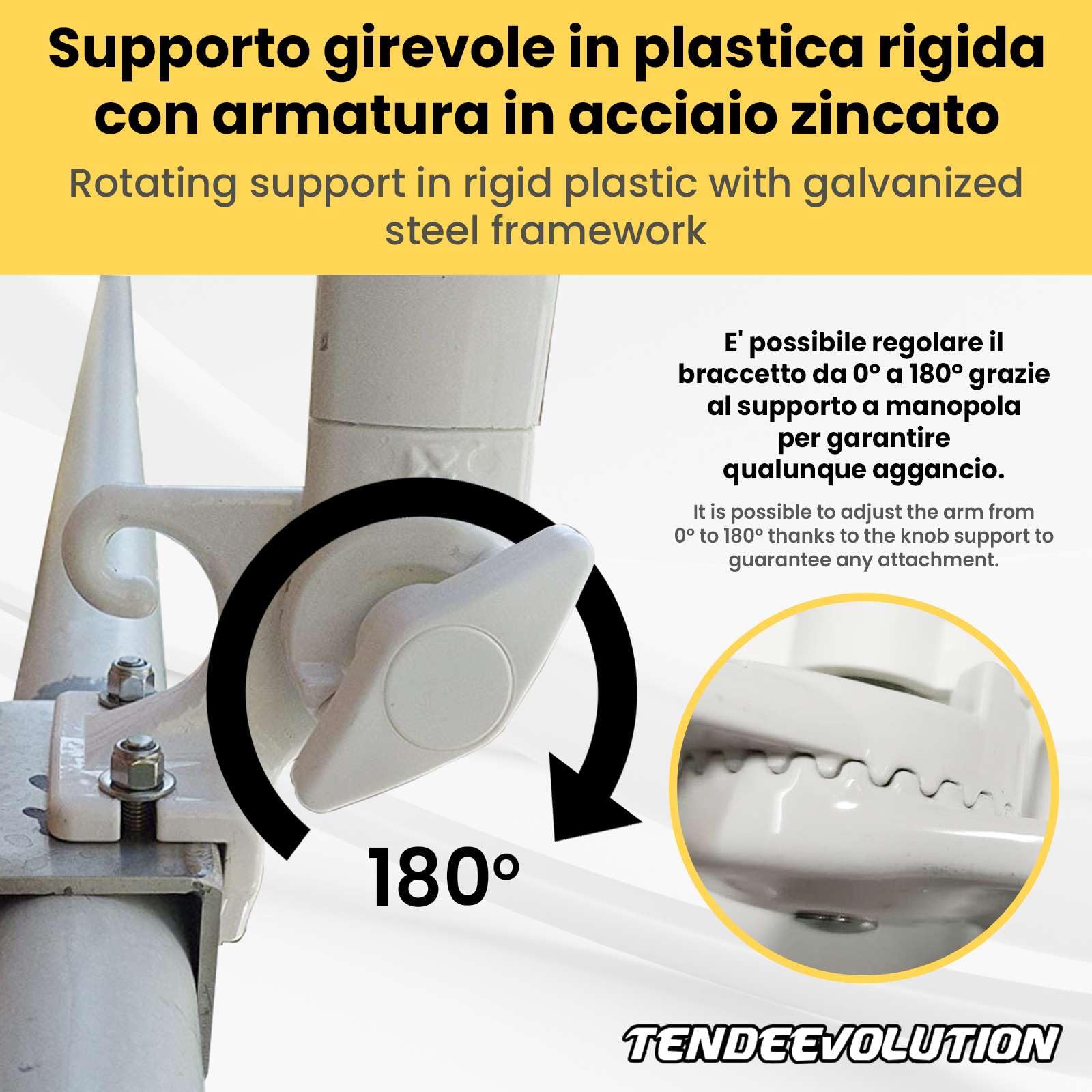 TENDEEVOLUTION Coppia di Braccetti per Tende da Sole per Balcone, da 50 e 70 cm in diversi Colori, Braccetti per Tende da Sole a Caduta da Esterno, Bracci di Ricambio (COPPIA AVORIO 70 CM)