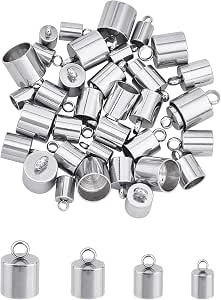 UNICRAFTALE 40 Stück Edelstahl Kabelenden – 4 Größen (4-8mm), Für Schmuckherstellung & DIY