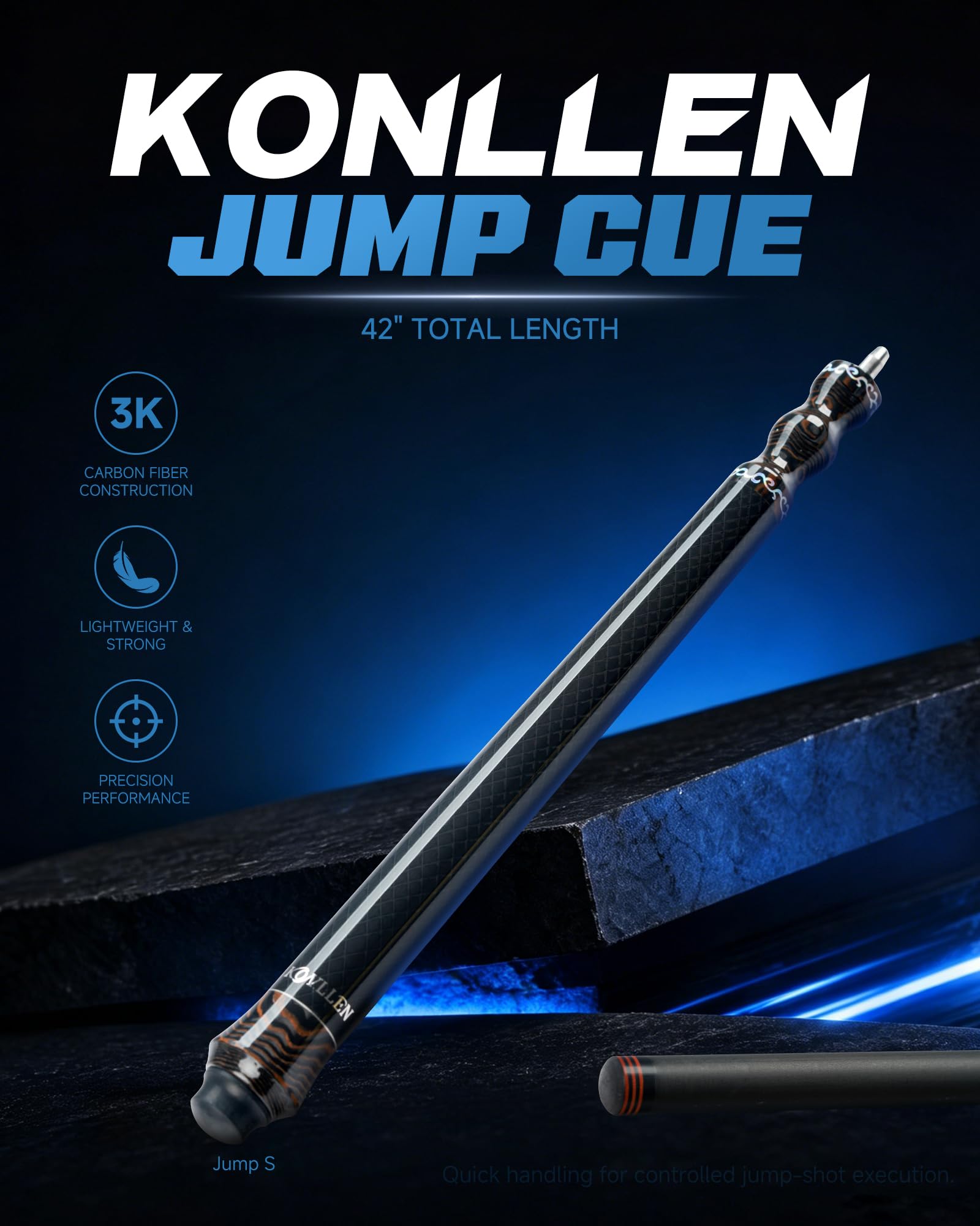 Amazon.com : KONLLEN Carbon Fiber Jump Cue 13.9mm Hard Tip 42 Inch