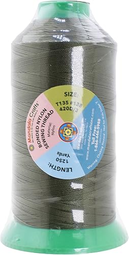 Miniatura 942 de Mandala Crafts Hilos de coser resistentes de nailon consolidado, hilo para tejer jeans de cuero, hilos de tapicería marina al aire libre, Beige