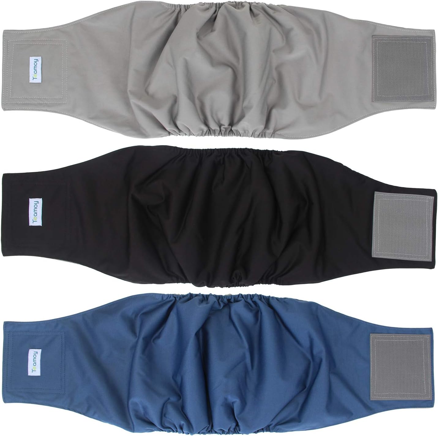Teamoy 3 Pack Male Dog Diaper Wrap with Gray Lining, Washable Puppy Belly Bands, Super-Absorbent and Comfortable(XL,25"-29" Waist)