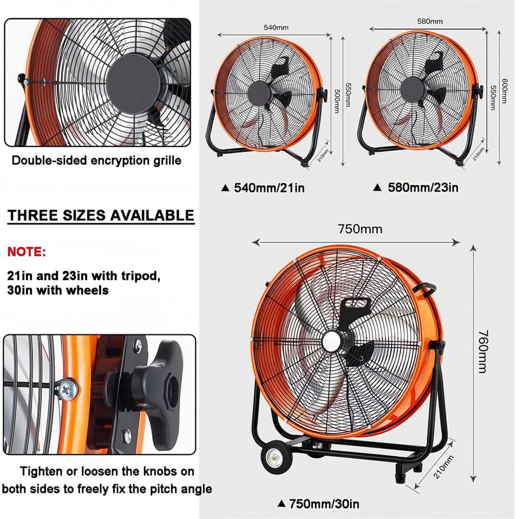 Ventilador Industrial De Suelo, 3 Velocidades, Orientable