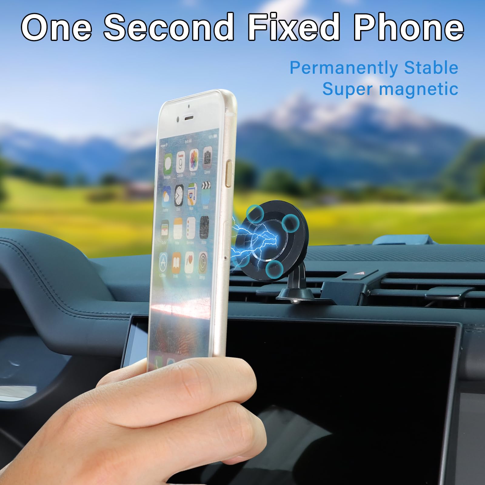Supporto magnetico per telefono da auto, in acciaio al carbonio nero, supporto per bocchetta dell'aria, compatibile con LR Defender L663 90 110 130 2020-2023, supporto per telefono fisso per