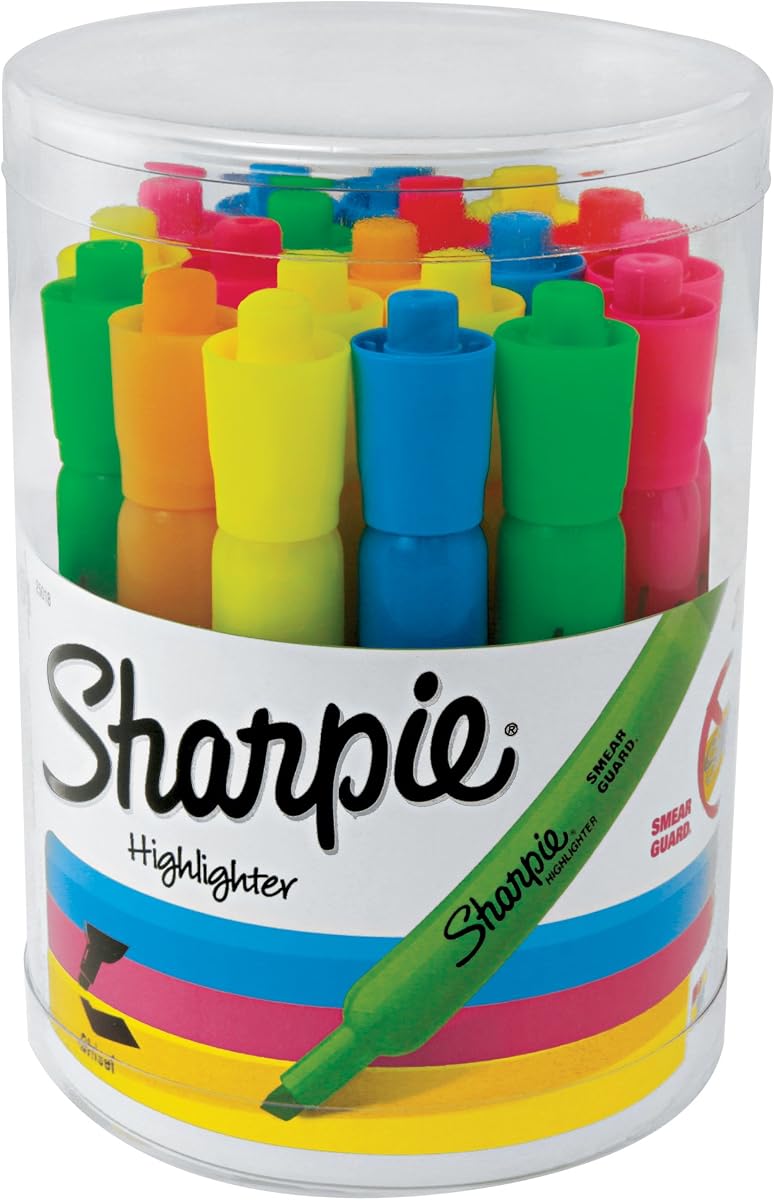 Sharpie Tank Highlighters, Chisel Tip, Assorted Fluorescent, 20 Count (25018)