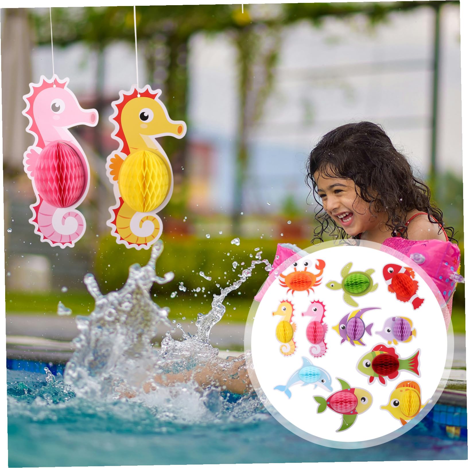 11 Stück Teiliges Ocean Animal Honeycomb Deko Tropische Fisch Hängedekoration für Strand Meerjungfrau partys Vielseitige Partydeko für Geburtstag Pool Zuhause und Büro