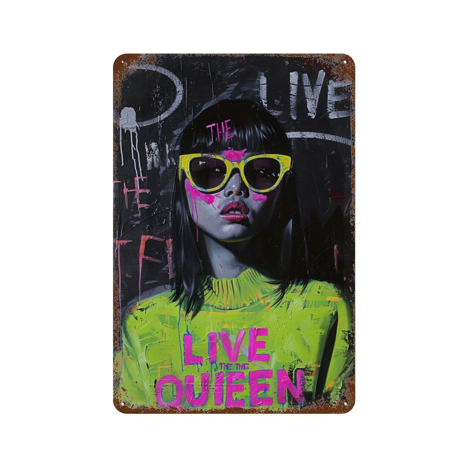 FHUYEURHRY Edgy Live The Queen Street Style 01 Wall Decor Retro Iron Vintage Art Metal Tin Sign Poster Modern Home Cofffee Club Art Bar Shop Decorations Style-32 30x20cm