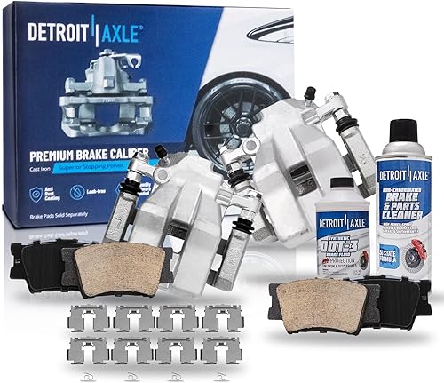 Miniatura 16 de Detroit Axle - Kit de frenos para Ford F-150 Lincoln Mark LT 4WD 2004-2008 Rotores de freno perforados y ranurados Pastillas de freno de cerámica