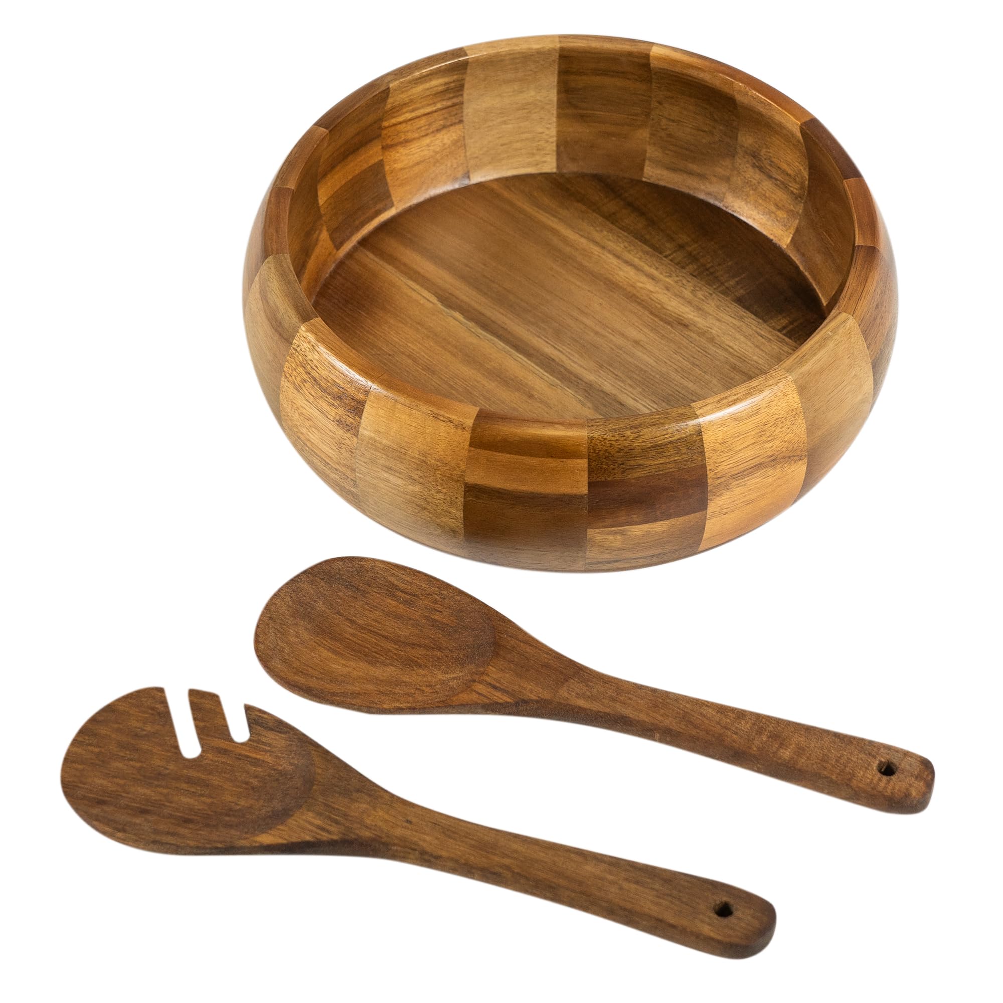 VaeFae Acacia Wood Salad Bowl Set, 25.5 cm Bowl with Salad Servers
