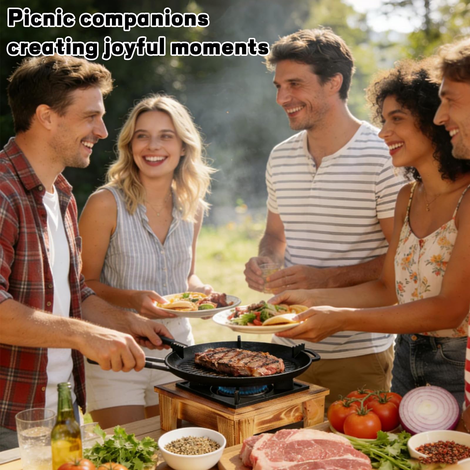 Tragbarer Spirituskocher mit Holzsockel, 7.3 * 7.3" Alkohol-Grill, BBQ-Holzkohlegrill, Square Barbecue Grill, Küchenutensil Für Picknicks im Freien