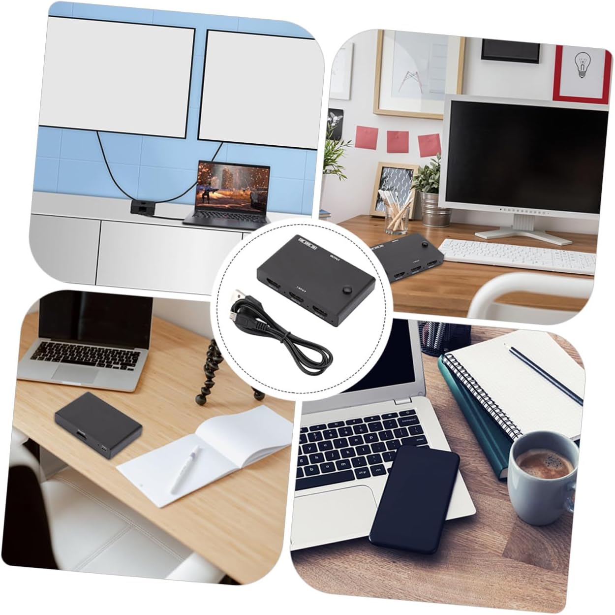 OSALADI Manual Video Splitter Design for Seamless Video Output for Laptops Tvs and Gaming Consoles High-Speed Cable Included