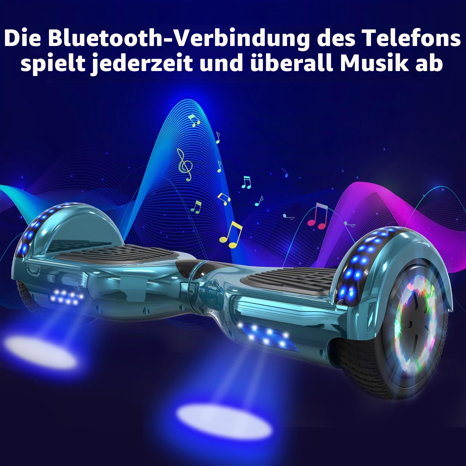 VOUUK Hoverboard 6,5-Zoll-Hoverboard mit Zwei Rädern, Mit Bluetooth-Lautsprecher, Mit LED-Lichtern Geeignet für Kinder und Erwachsene