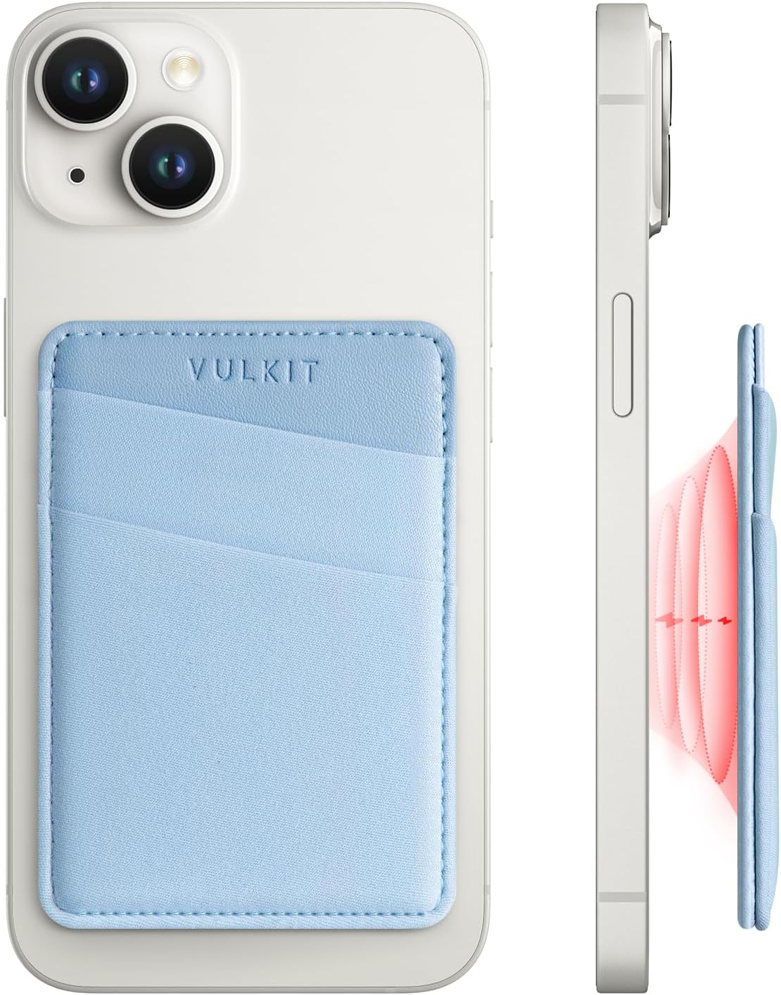 VULKIT Magnetic Phone Wallet for MagSafe- RFID Blocking - Card Holder Wallet for iPhone 16/15/14/13/12 Series & Phone Case with MagSafe Sky Blue