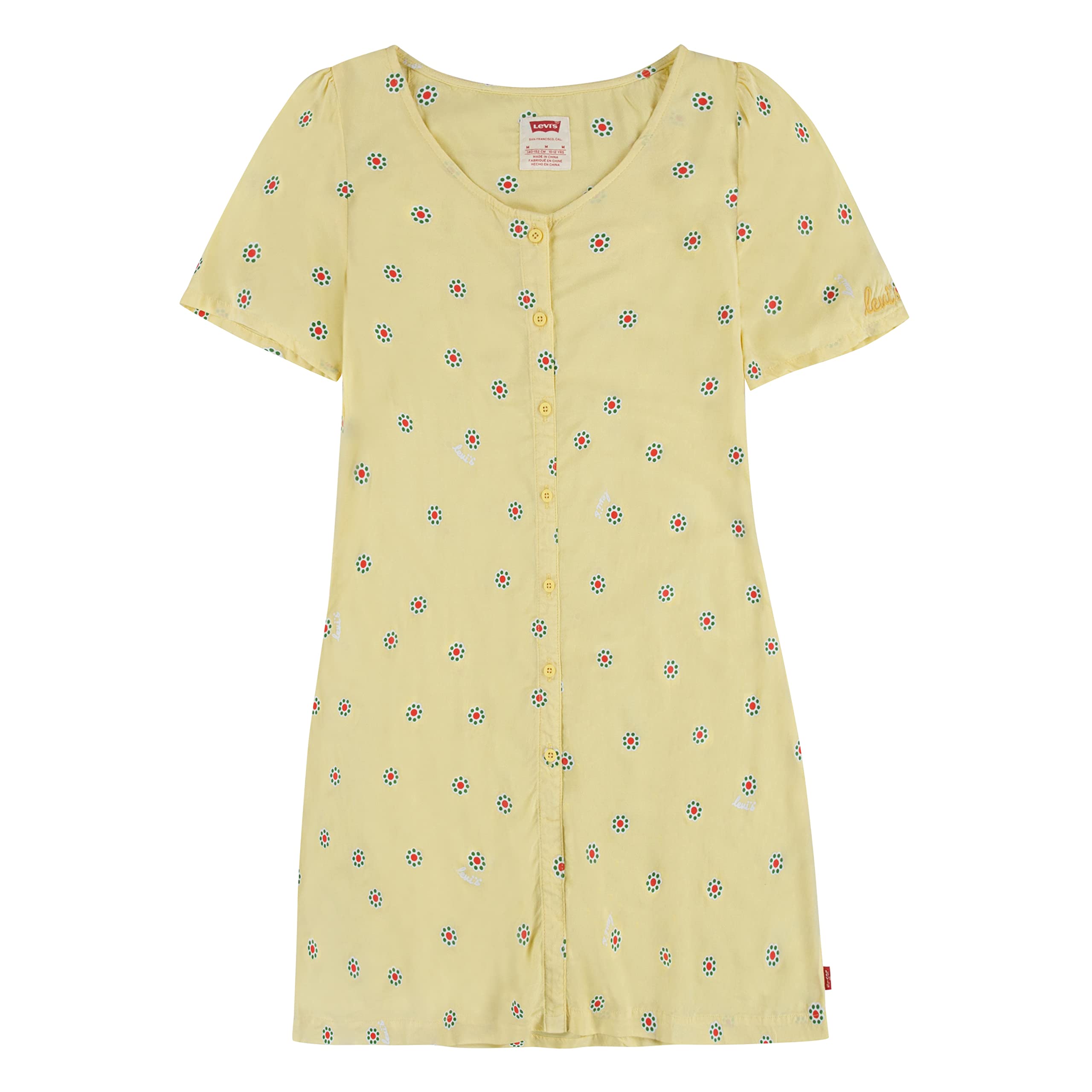 Levi's Kids Smocked Woven Dress Girls, Yellow, 12 Years