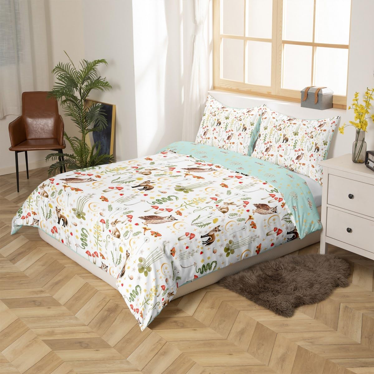 Homewish Rustic Floral King Duvet Cover Set Microfiber Reversible - Image 2