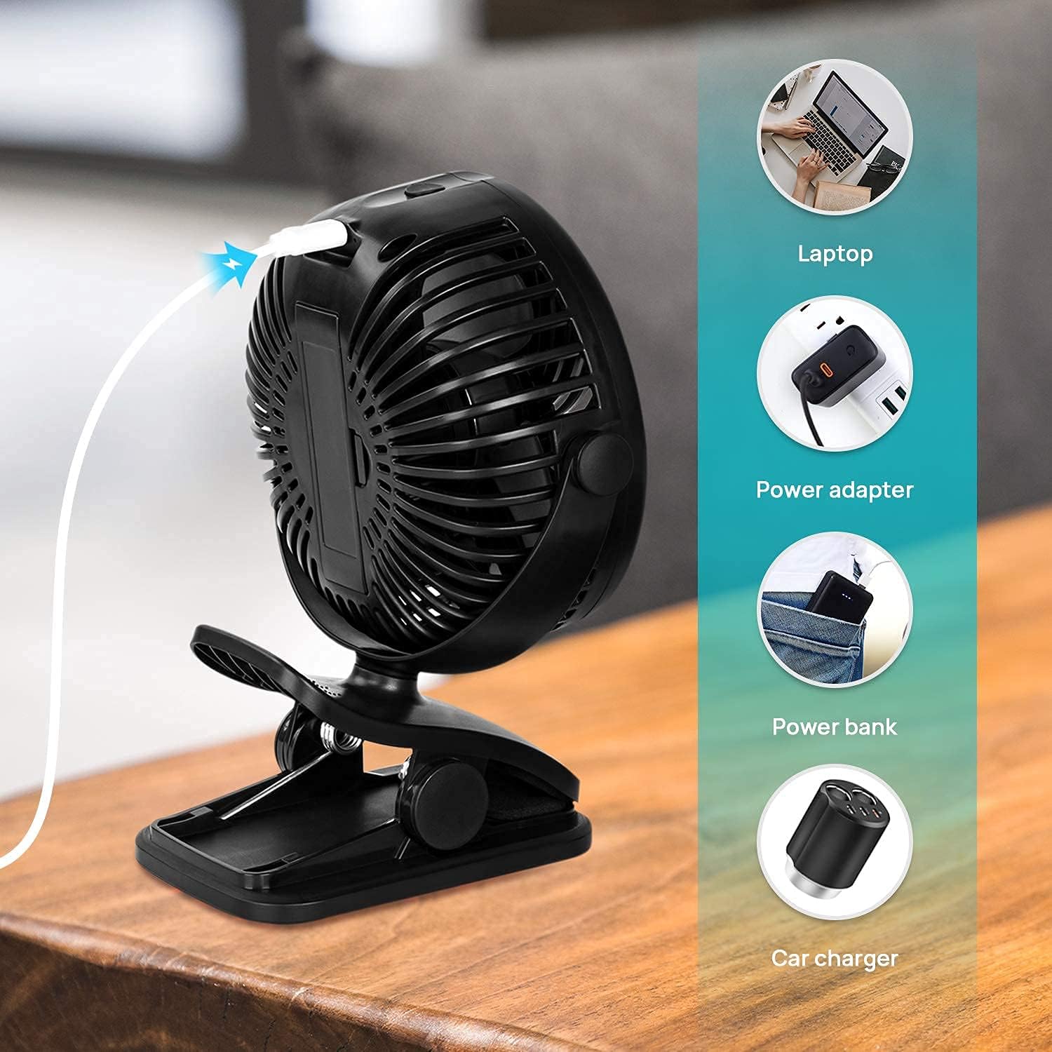 Stroller Fan Clip On Fan, Rechargeable/Battery Operated,4 Inch USB Desk Fan, Cooling Fan with 3 Speed, 360° Rotate small fan,Strong Hold Portable Fan for Office,Treadmill, Baby strollers, bed : Baby