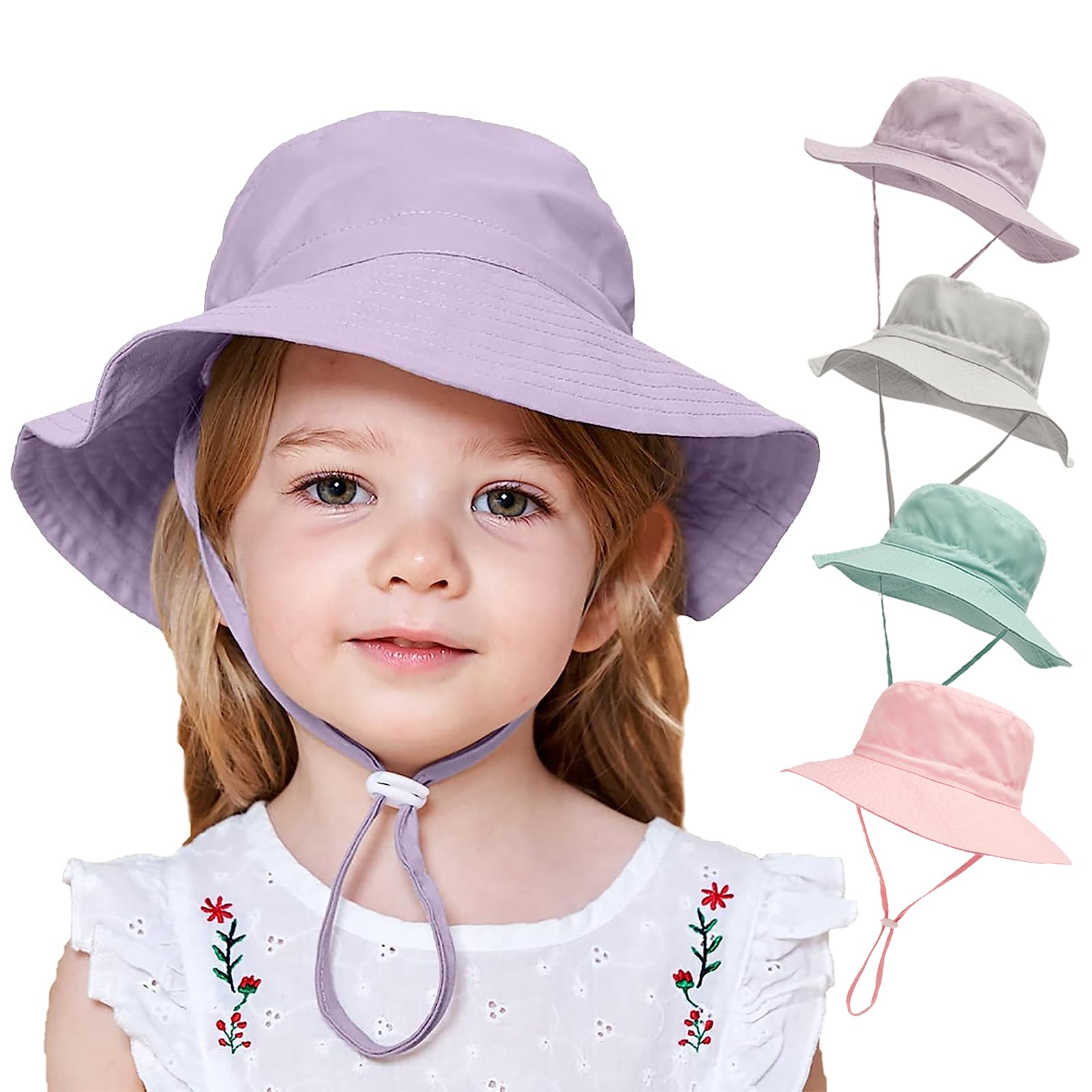 YANWANG Bebé Niños Ajustable Bucket Sun Hat, UPF 50+ Protección Solar Gorra de Playa para Niños Pequeños Niñas