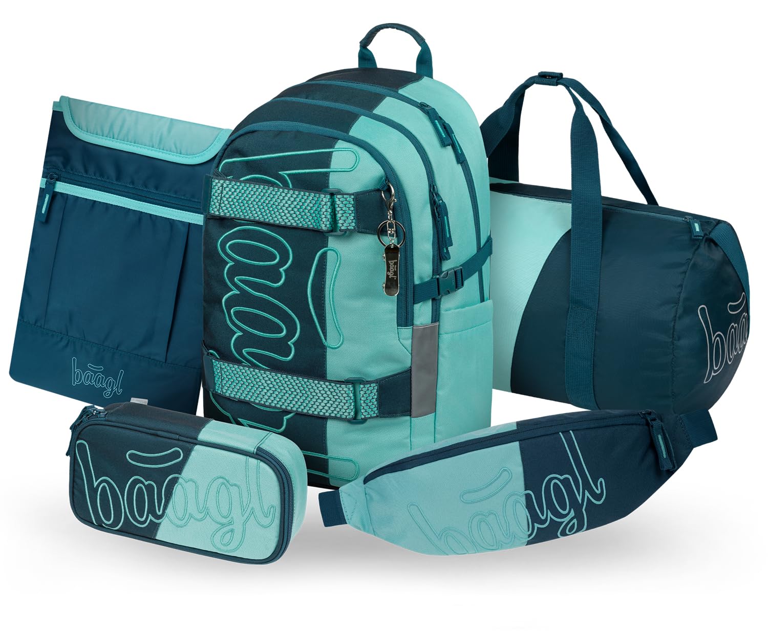 Cartable primaire 25L pétrole avec sangle de poitrine | Baagl - 8