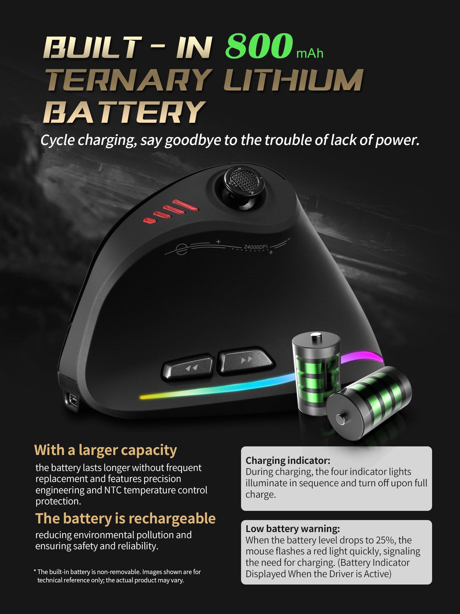 Zeerkeer Ratón Gaming con Joystick, Bluetooth/2.4G Inalámbrico/Ratón Juegos con Cable, 12 Botones Programables, Efectos de luz RGB, 24000 DPI, Diseño Ergonómico, Adecuado para Juegos y Oficina - Negro