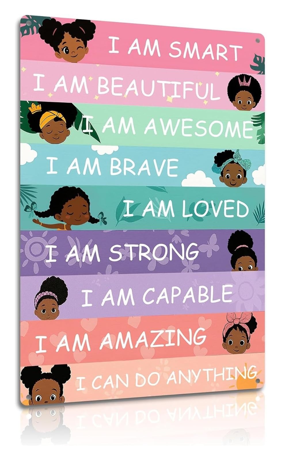 PKNVKZIDK I Am Smart Metal Sign Affirmation Wall-Art for Childrens Bedroom Playroom Classroom Encouragement Decor 8 X 12 inch