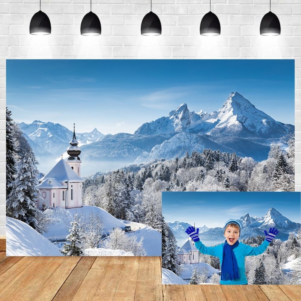 3x2,5m paraíso Invernal Fondo Escena de Invierno Montañas Naturaleza Paisaje Fotografía Fondo Blanco Bosque Mundial Árbol de Nieve al Aire Libre Navidad Decoración Fiesta