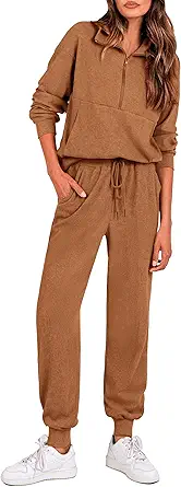 PRETTYGARDEN Women's Fall 2 Piece Lounge Sets Zip Up Sweatshirt Jogger Pants Sweat Track Suits Travel Outfit Winter Clothing