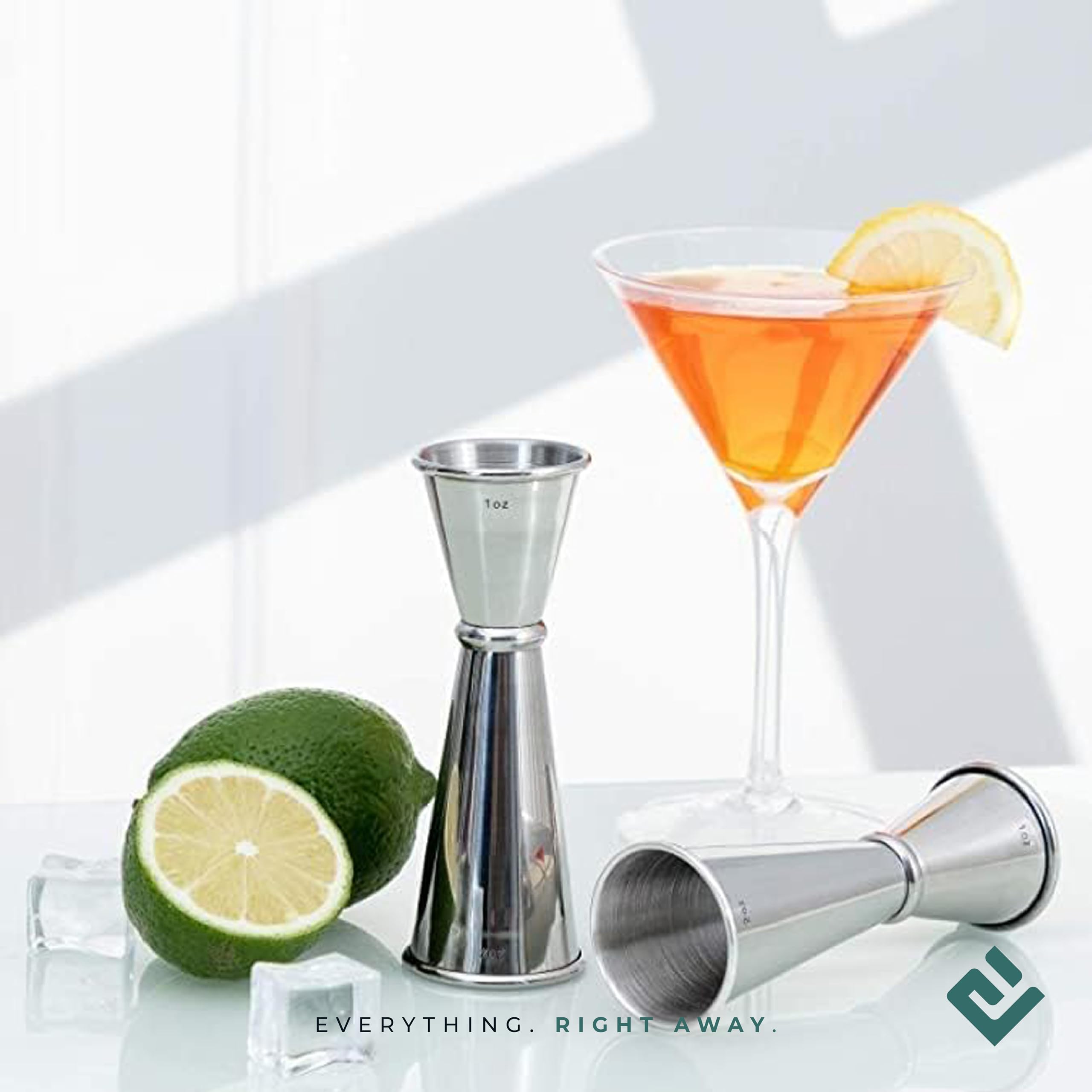 Misurino Cocktail in acciaio INOX doppia tazza di misurazione, per bar, feste, vino, cocktail, bevande, shaker Misurino per Bevande Barista Professionale Misura Tazza (30/50ML Arrotondato)