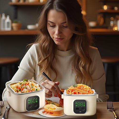 Miniatura 2 de Fiambrera eléctrica inalámbrica para niños y niñas, caja Bento con termos, calentador de alimentos autocalentable recargable con recipiente SS de