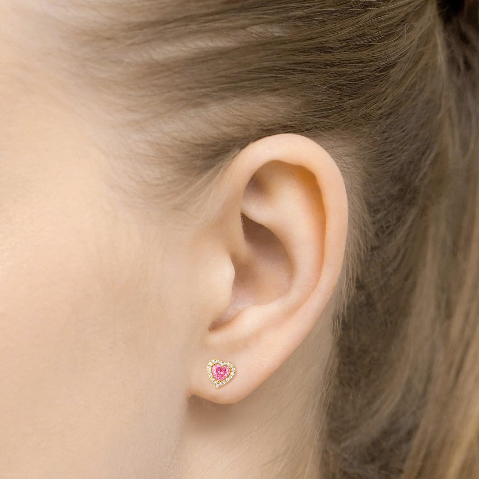 Sakrami Parure Donna Ragazza Argento 925 Dorato Cuore Rosa e Pavé di Zirconi – Collana e Orecchini Coordinati – Scatola Con Dedica Incisa – Idea per Anniversario San Valentino Comunione
