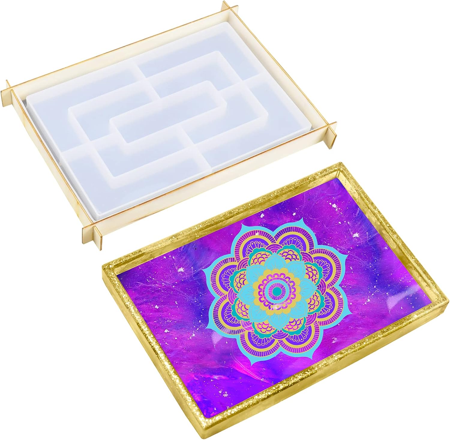Palksky Tray Molds - Resin Rolling Tray Mold, Large Silicone Tray Resin Mold with Edges, Sturdy, for Epoxy Resin | Resin Casting | Home Decoration | DIY Jewelry Holder