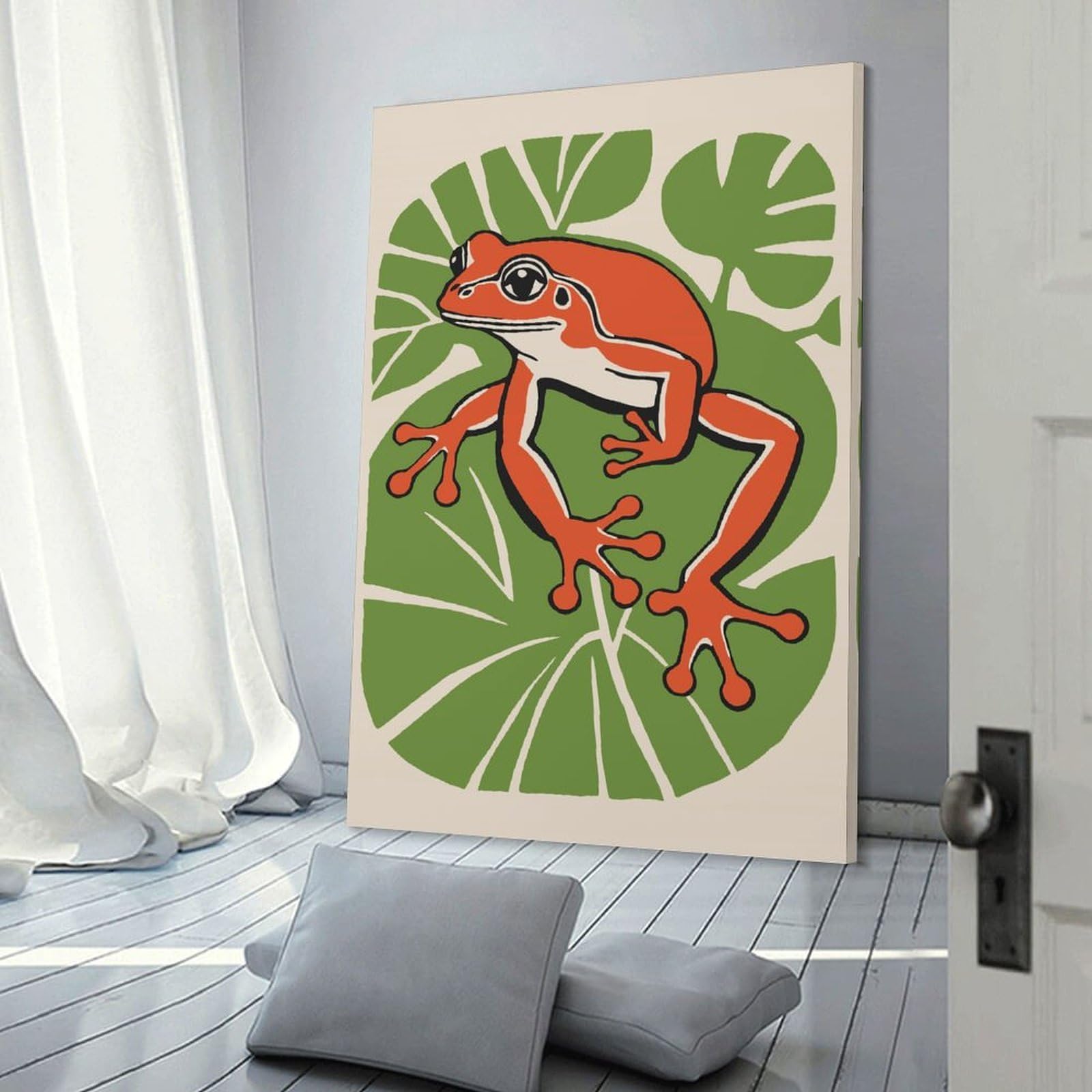 Junmoney Retro Red Frog Wall Picture Print 20x30inch(50x75cm), for Hallway, Lounge Or Guest Room, Gift Idea for Housewarming And Birthdays